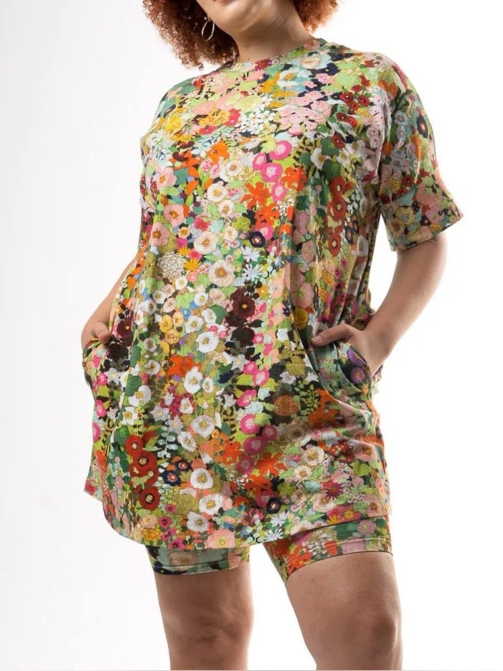 Tamara Malas Cotton Tess Impressionist Floral Print T-Shirt Mini Dress Size 2/4